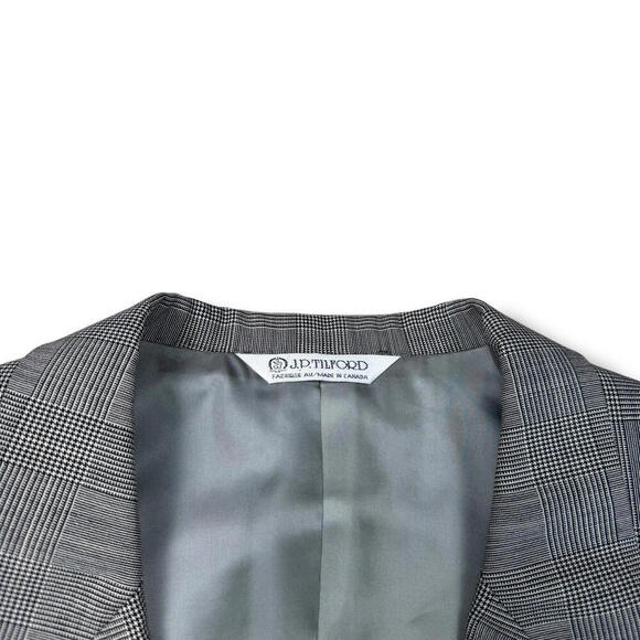 Samuelsohn Harry Rosen Plaid 100% Wool Suit 2-Piece 43R-37” Gray Classic Fit VTG - Picture 4 of 15